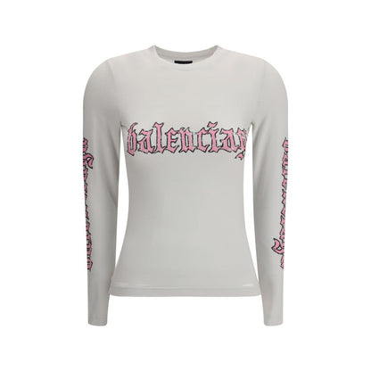 Balenciaga – Langärmliges T-Shirt mit Blackletter-Schriftzug