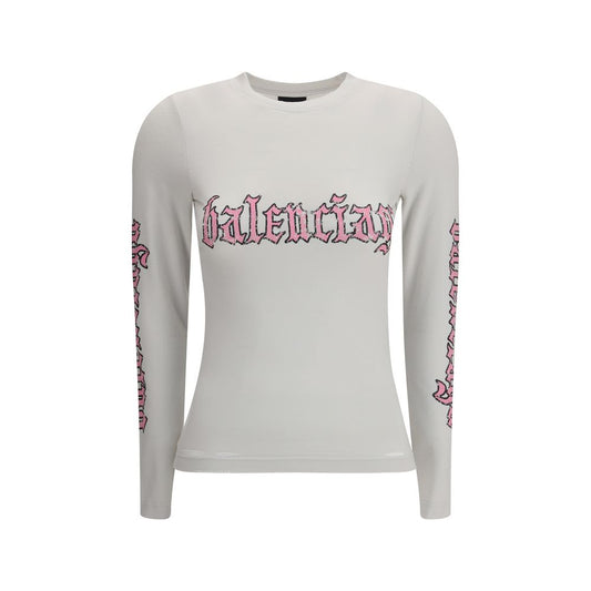 Balenciaga – Langärmliges T-Shirt mit Blackletter-Schriftzug