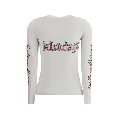 Balenciaga – Langärmliges T-Shirt mit Blackletter-Schriftzug