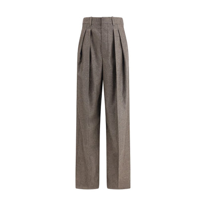 Saint Laurent – Hose mit weitem Bein aus Wolle mit Fischgrätenmuster