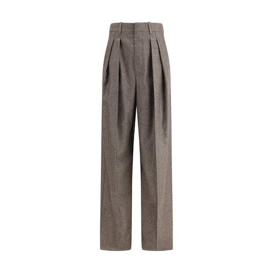 Saint Laurent – Hose mit weitem Bein aus Wolle mit Fischgrätenmuster