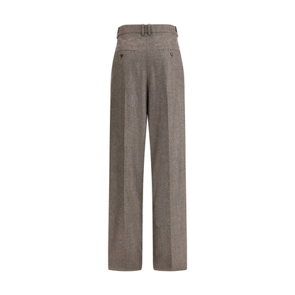 Saint Laurent – Hose mit weitem Bein aus Wolle mit Fischgrätenmuster
