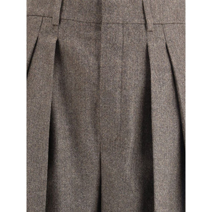 Saint Laurent – Hose mit weitem Bein aus Wolle mit Fischgrätenmuster