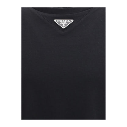 Prada T-Shirt mit dreieckiger Plakette