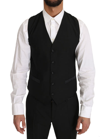 Dolce &amp; Gabbana Schwarze Wollweste Gillet Weste