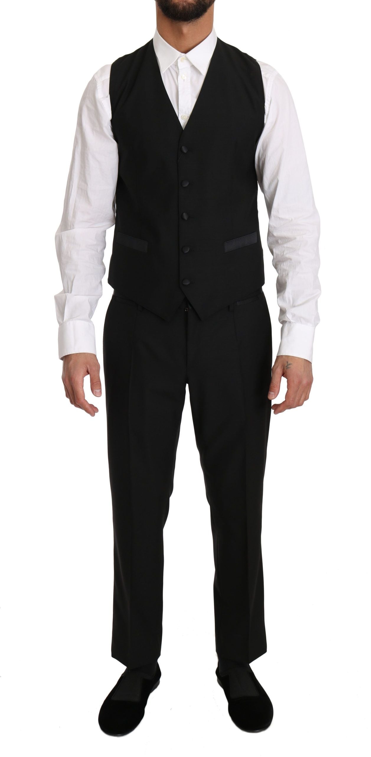 Dolce &amp; Gabbana Schwarze Wollweste Gillet Weste