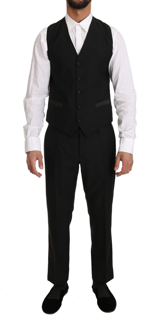 Dolce &amp; Gabbana Schwarze Wollweste Gillet Weste