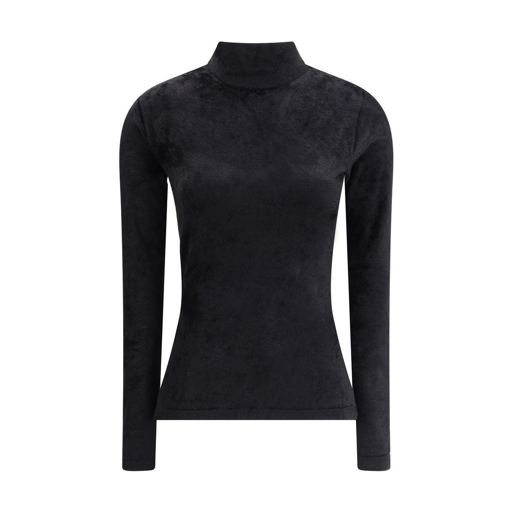 Versace Chenille-Top mit Halbhalsausschnitt