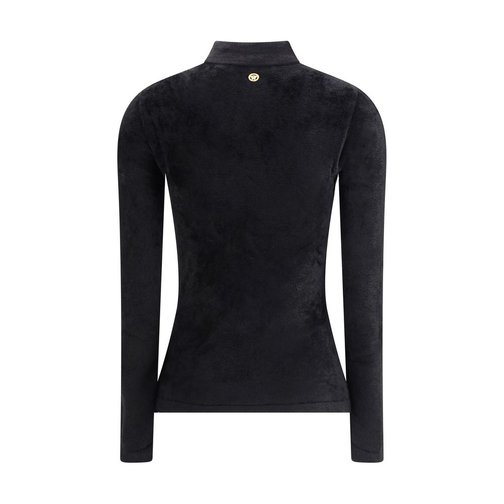 Versace Chenille-Top mit Halbhalsausschnitt