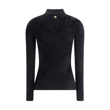 Versace Chenille-Top mit Halbhalsausschnitt