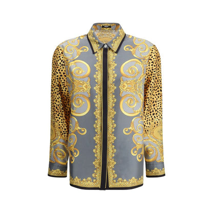 Versace – Seiden-Foulardhemd mit Gepardenmuster