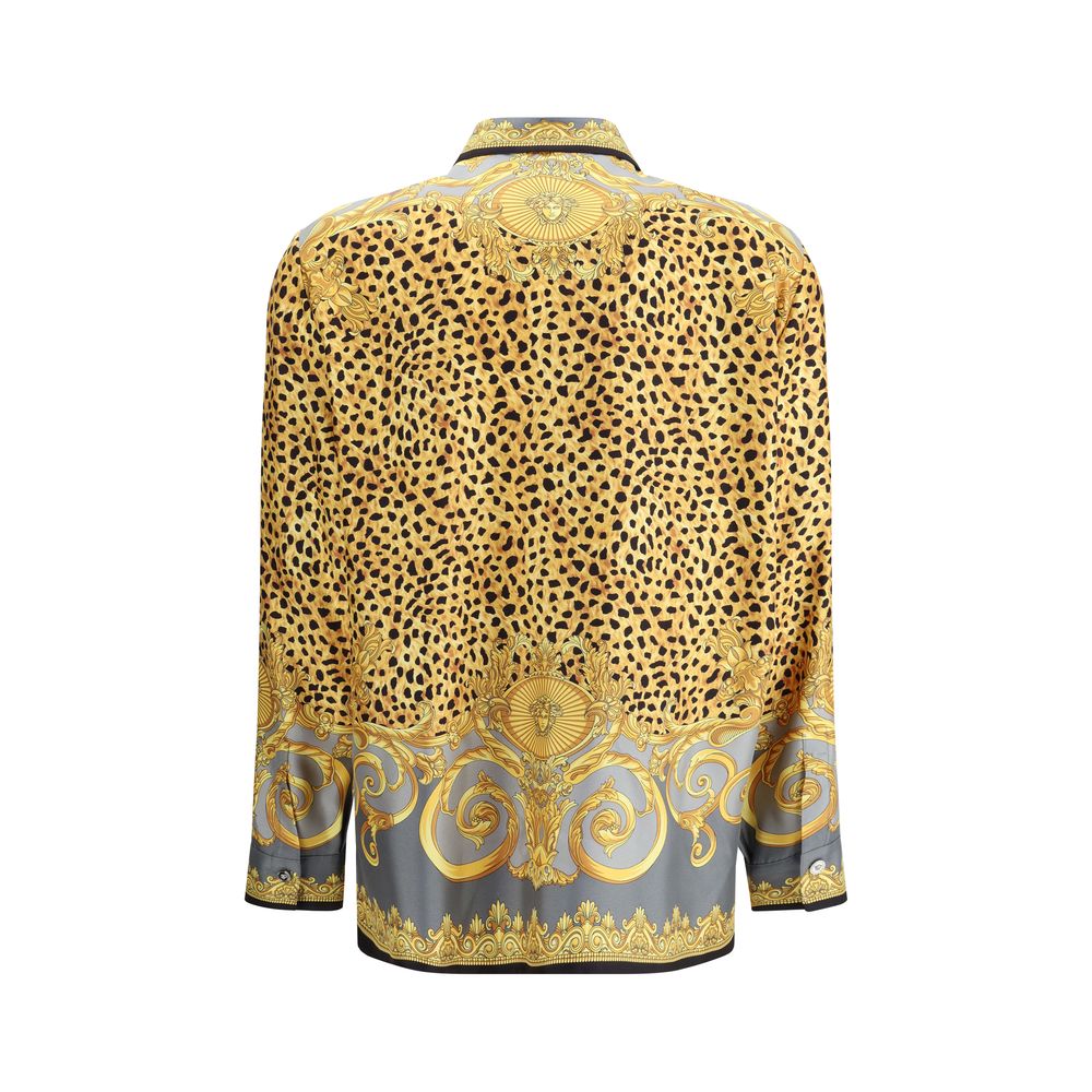 Versace – Seiden-Foulardhemd mit Gepardenmuster