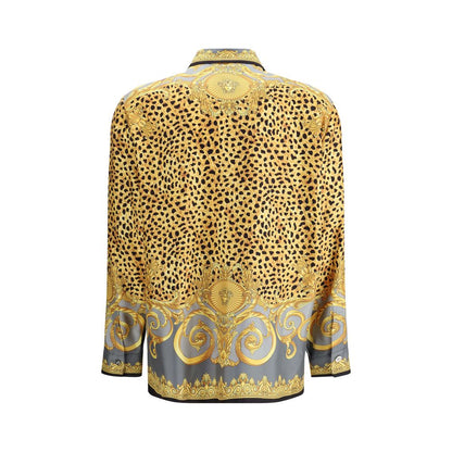 Versace – Seiden-Foulardhemd mit Gepardenmuster