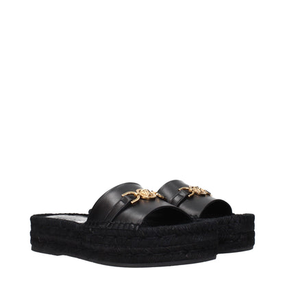 Versace – Schwarze Leder-Slipper-Sandalen
