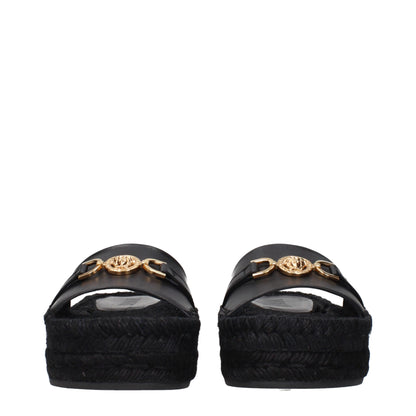Versace – Schwarze Leder-Slipper-Sandalen