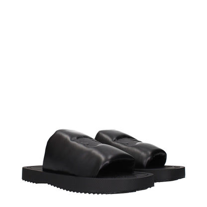 Burberry – Schwarze Leder-Slipper-Sandalen