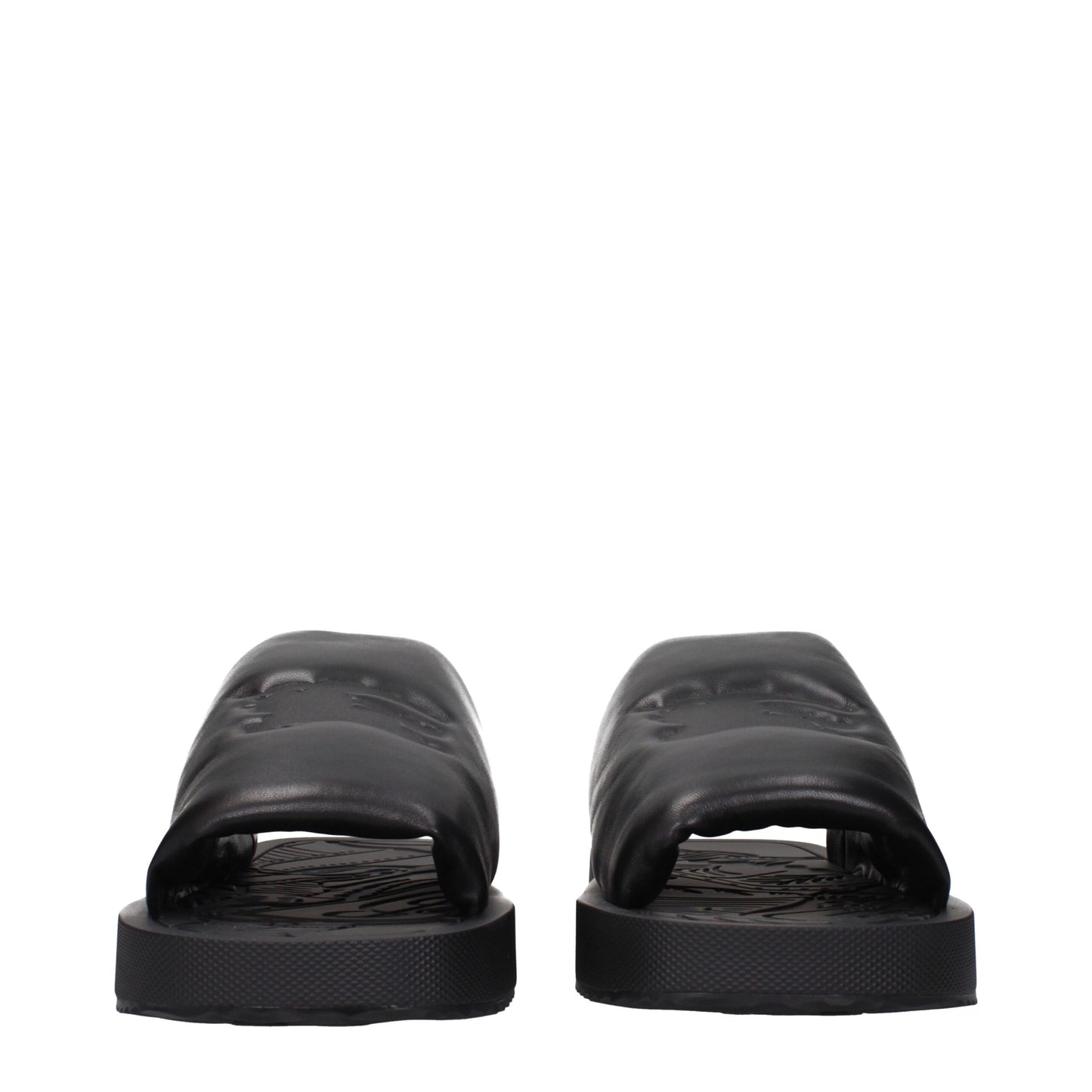 Burberry – Schwarze Leder-Slipper-Sandalen