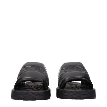 Burberry – Schwarze Leder-Slipper-Sandalen