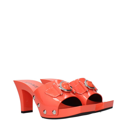 Versace – Orangefarbene Plateauschuhe aus Leder