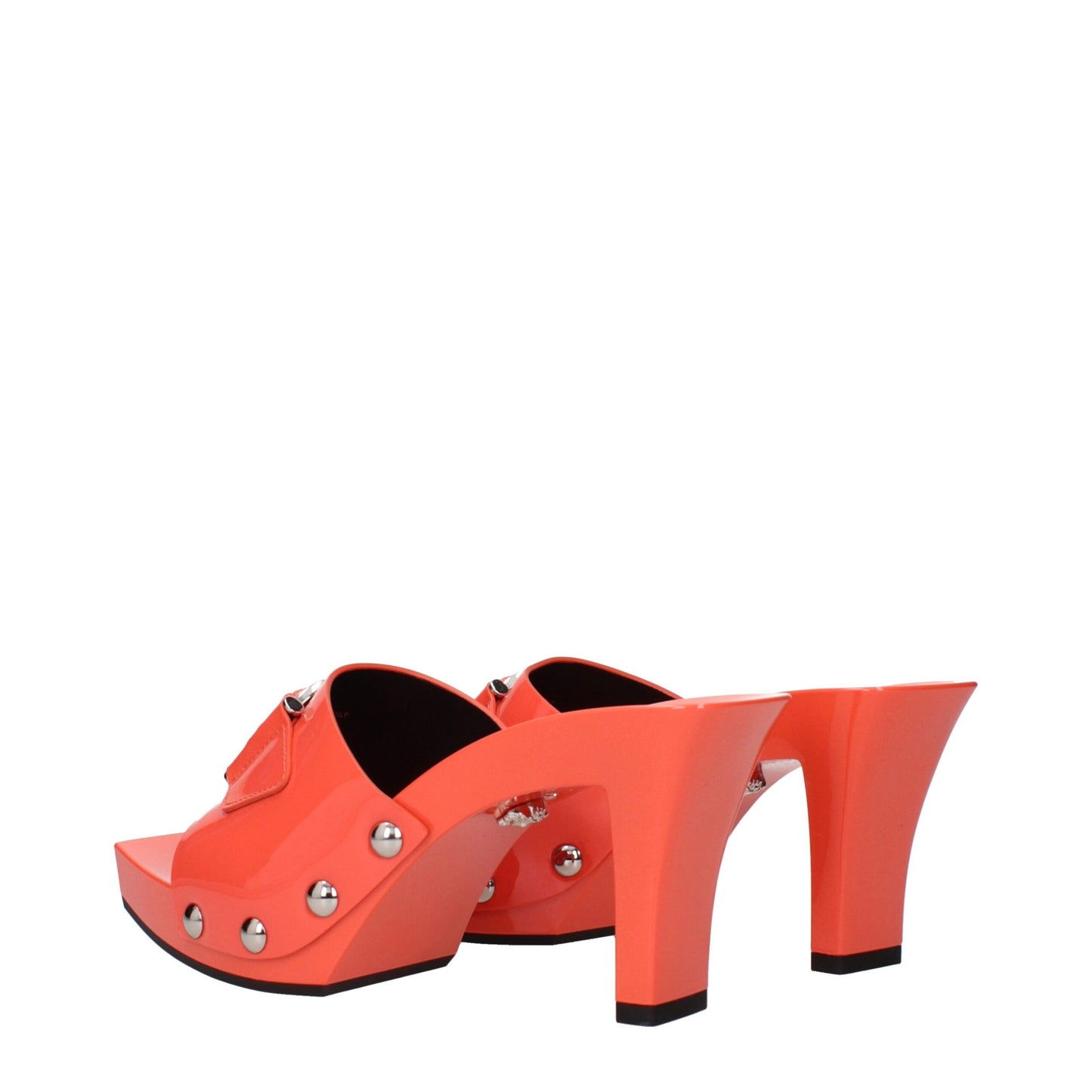 Versace – Orangefarbene Plateauschuhe aus Leder