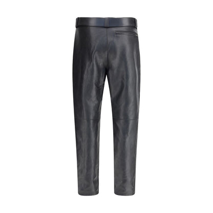 Saint Laurent – Hose aus gehämmertem Leder mit Gürtel