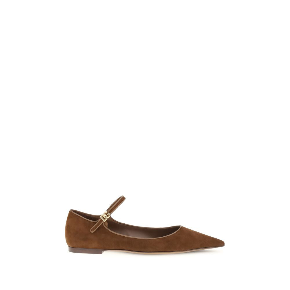 Dolce &amp; Gabbana Ballerinas aus Wildleder und Nappaleder