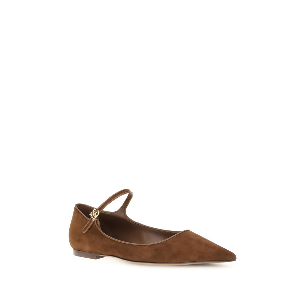 Dolce &amp; Gabbana Ballerinas aus Wildleder und Nappaleder