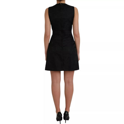 Dolce &amp; Gabbana – Schwarzes, ärmelloses, figurbetontes Minikleid in A-Linie