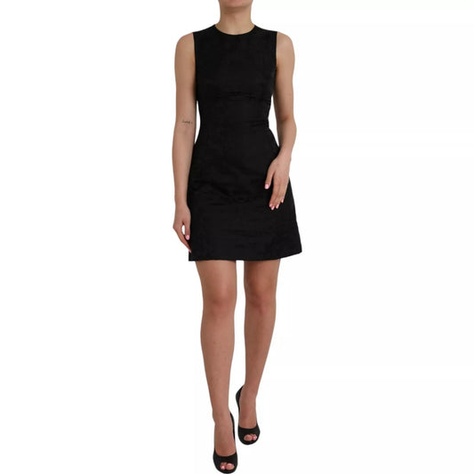 Dolce &amp; Gabbana – Schwarzes, ärmelloses, figurbetontes Minikleid in A-Linie