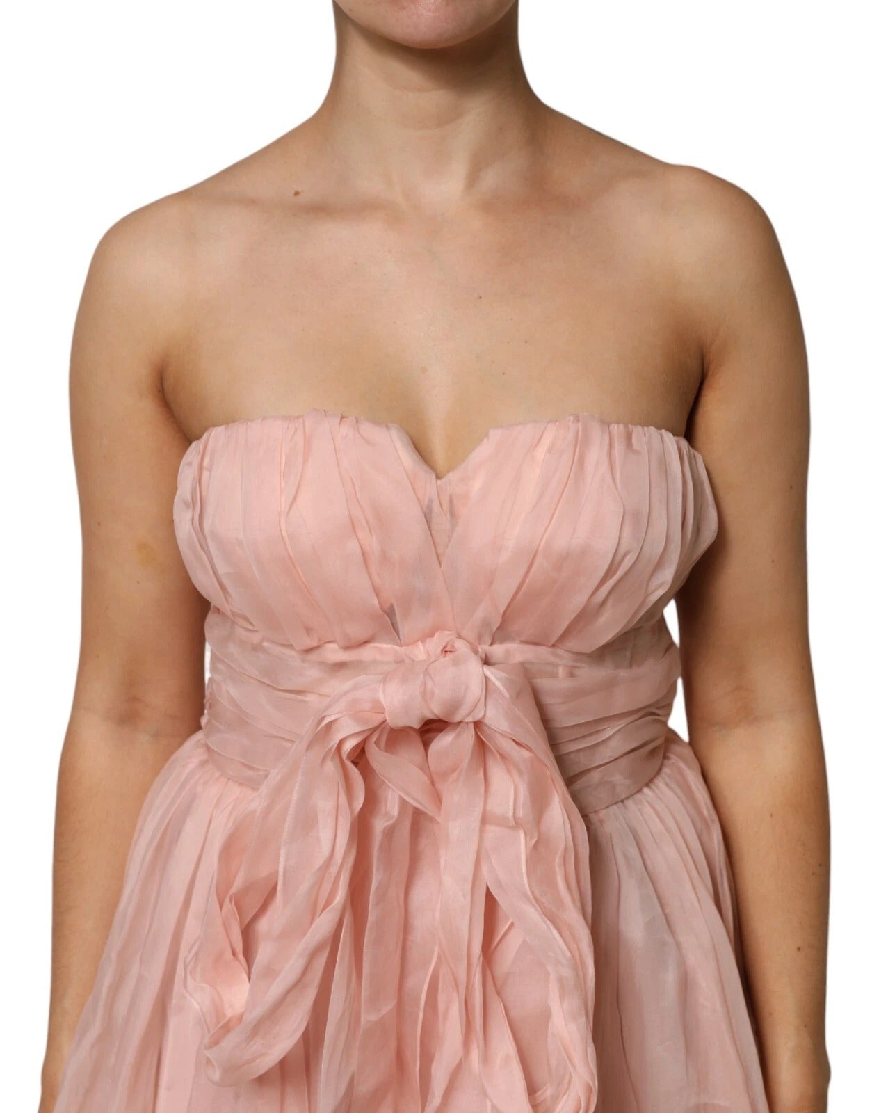 Dolce &amp; Gabbana – A-Linien-Midikleid aus plissiertem Seidenchiffon in Rosa